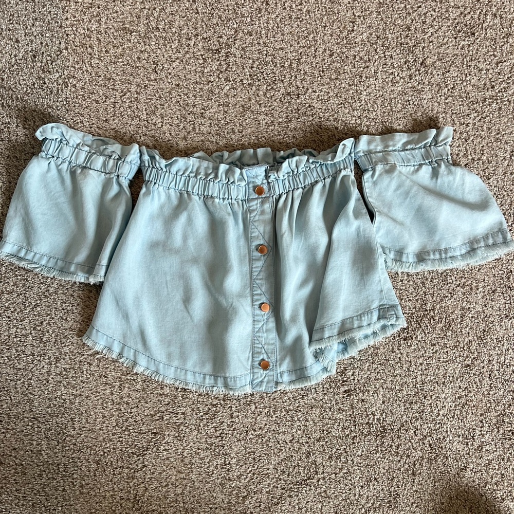 Light Blue Off-Shoulder Top